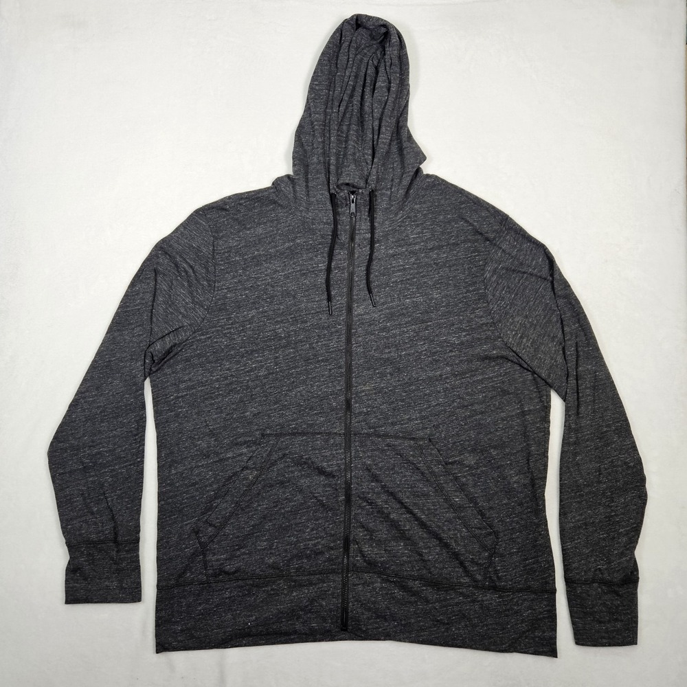 American Giant Men's Gray Polyester Blend‎ Full Zip Hoodie Sz XXL Stretch Hiking